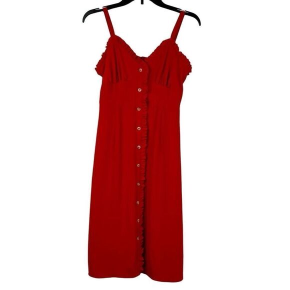 As U Wish Red Button Up Midi Sundress Small - Picture 1 of 11